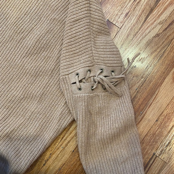 BCBG knit turtleneck top with sleeve detailing in brown - Picture 2 of 6